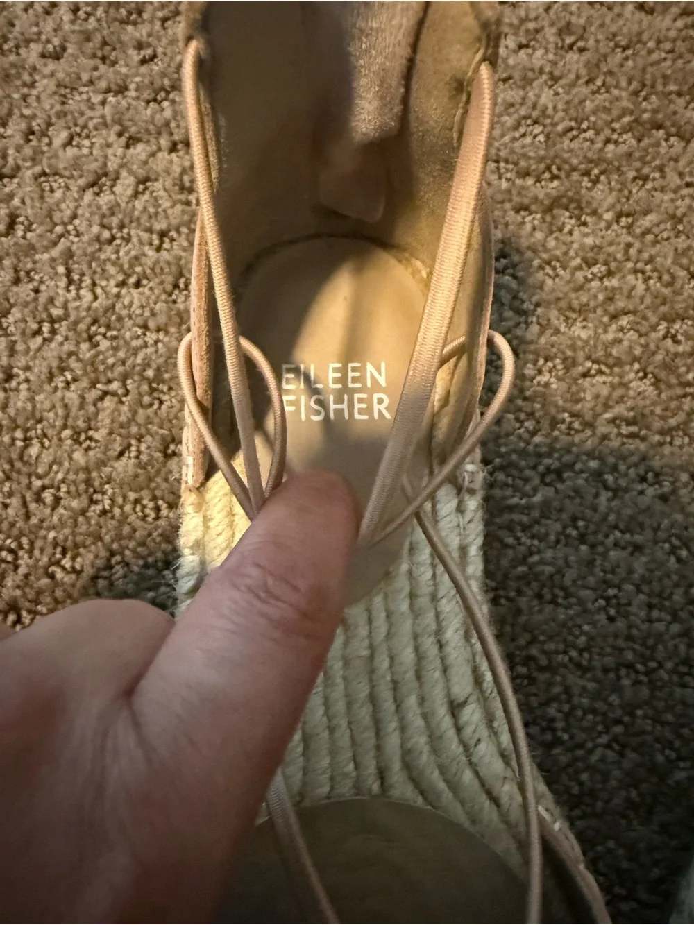 Eileen Fisher Lace-Up Espadrilles in Blush Pink